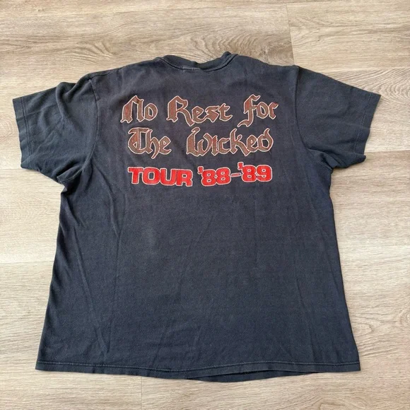 Vintage 80s Ozzy Osbourne T-Shirt 1988 No Rest For The Wicked Tour Size L BOXY